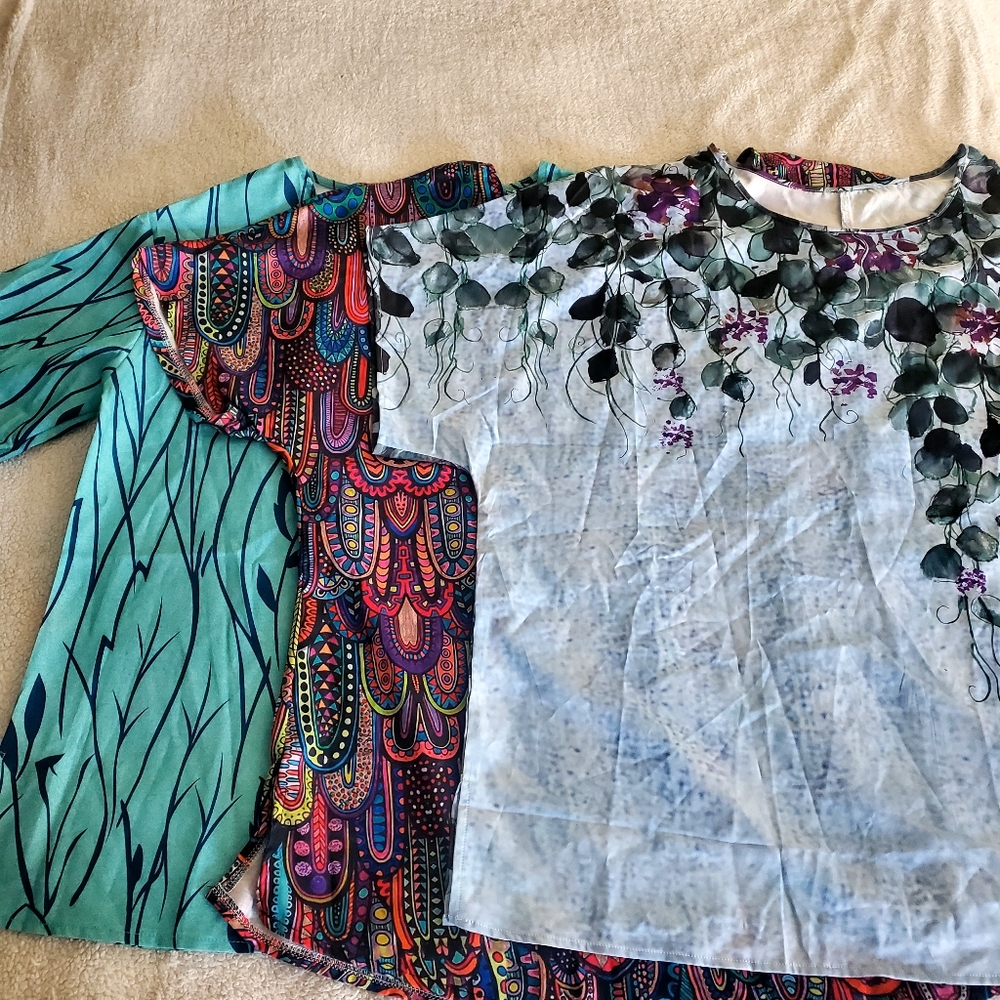 Bundle Of 3 Tops 3X/4X Print Breathable Comfy Lounge
